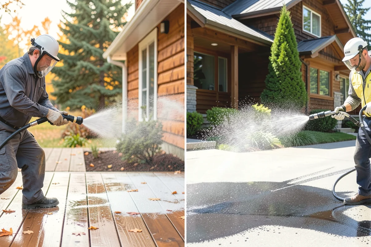 Concrete Pad Cleaning in Black Diamond, King County, WA - Clear loose debris from and around the pad