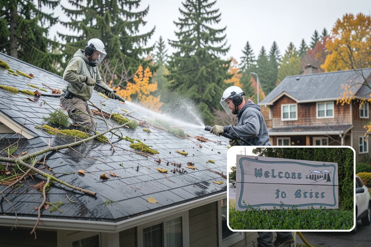 Concrete Pad Cleaning in Brier, Snohomish County, WA - Clears moss from low, shaded utility slabs