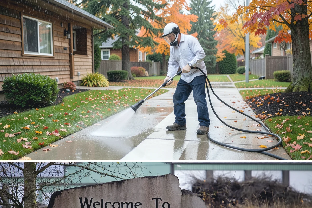 Concrete Pad Cleaning in Buckley, Pierce County, WA - These shaded pads benefit from a summer cleaning when reduced rainfall slows the moss that otherwise returns quickly.