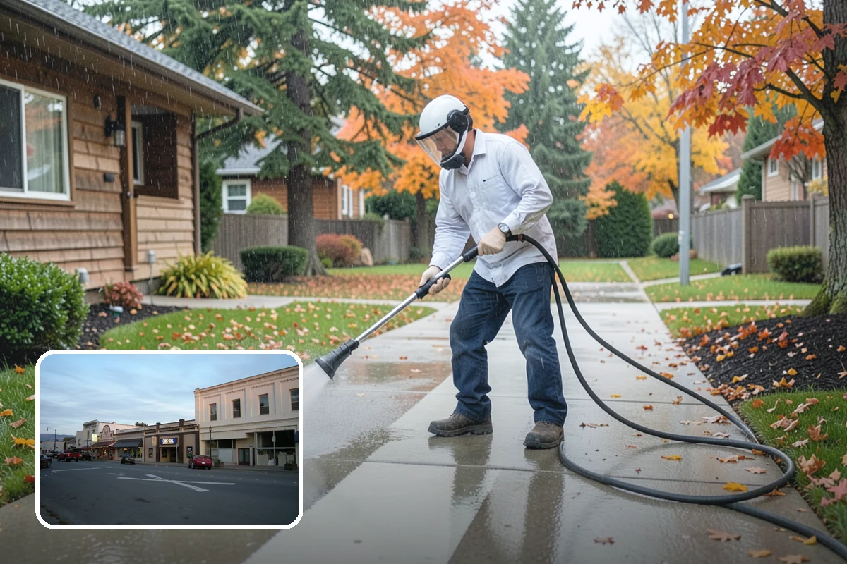 Concrete Pad Cleaning in Burlington, Skagit County, WA - Clears moss from low, shaded utility slabs