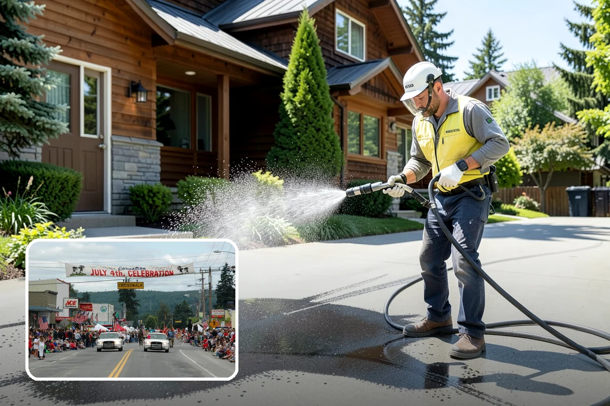 Concrete Pad Cleaning in Carnation, King County, WA - Clears moss from low, shaded utility slabs