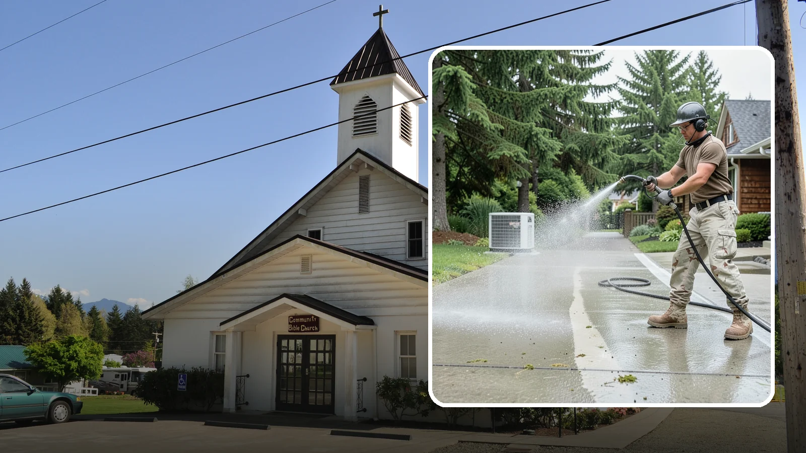 Concrete Pad Cleaning in Concrete, Skagit County, WA - Refresh AC pads, shed pads, and utility slabs that collect moss and debris in the damp Northwest climate.