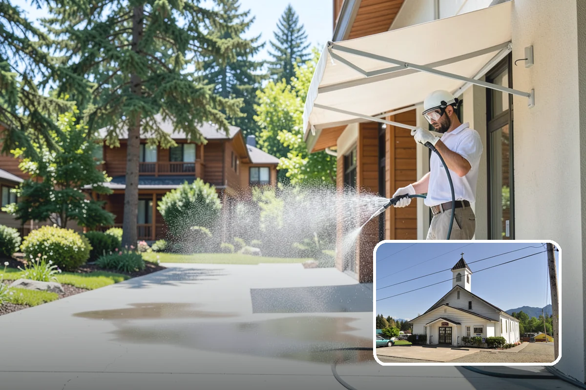 Concrete Pad Cleaning in Concrete, Skagit County, WA - Clears moss from low, shaded utility slabs