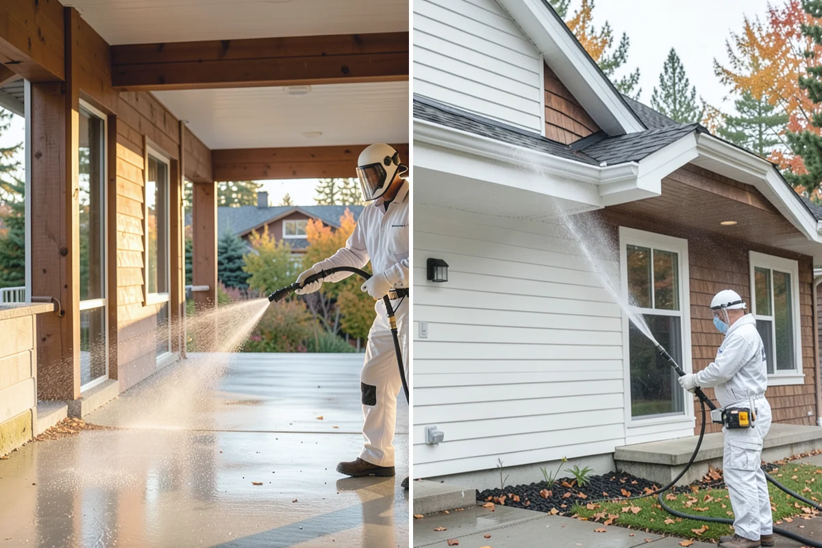 Concrete Pad Cleaning in Coupeville, Island County, WA - Clear loose debris from and around the pad