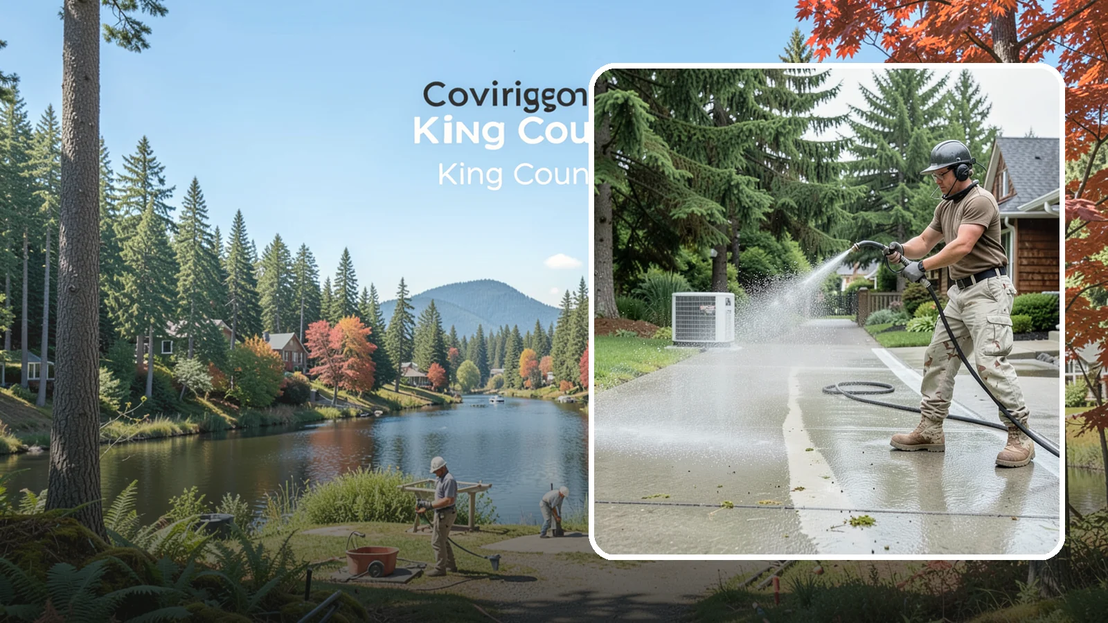 Concrete Pad Cleaning in Covington, King County, WA - Refresh AC pads, shed pads, and utility slabs that collect moss and debris in the damp Northwest climate.