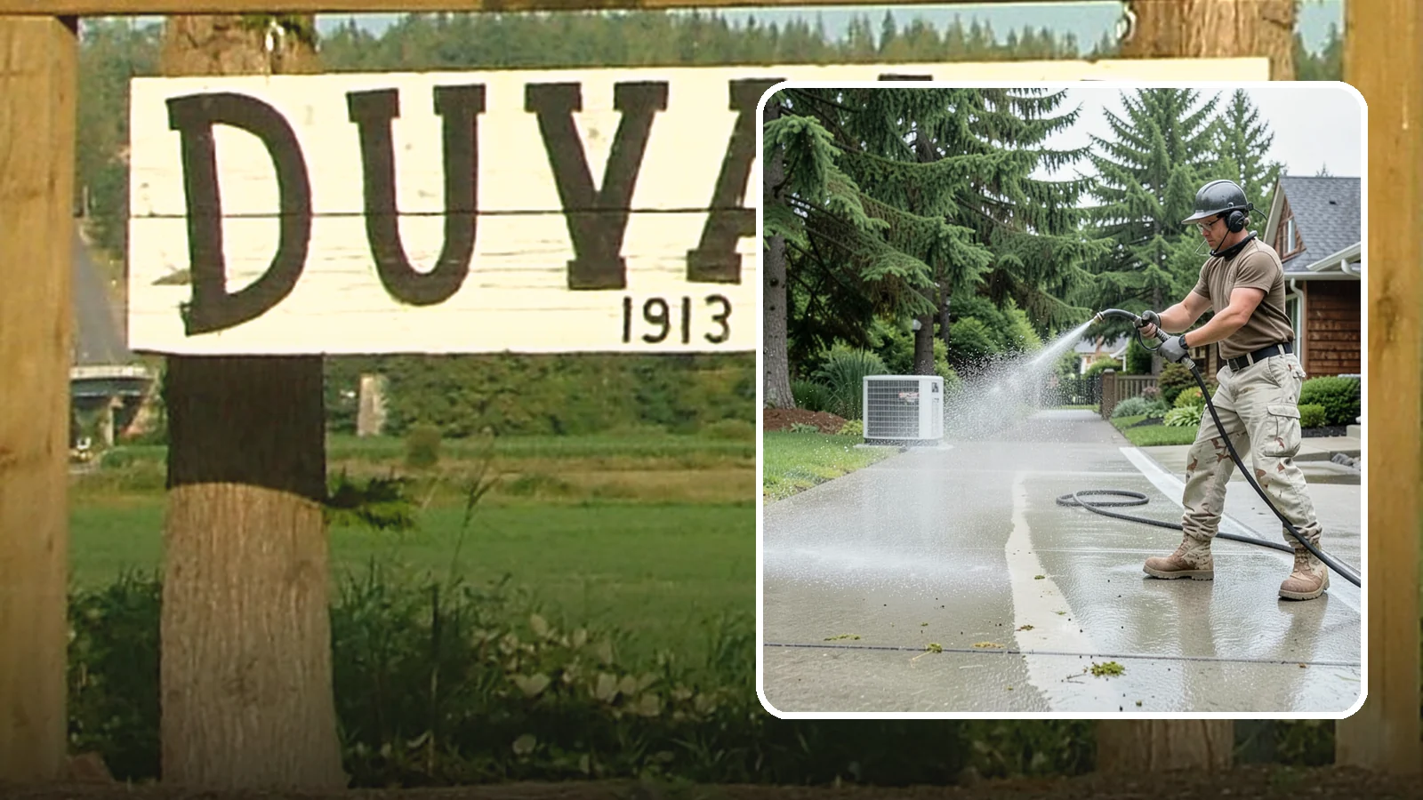 Concrete Pad Cleaning in Duvall, King County, WA - Refresh AC pads, shed pads, and utility slabs that collect moss and debris in the damp Northwest climate.