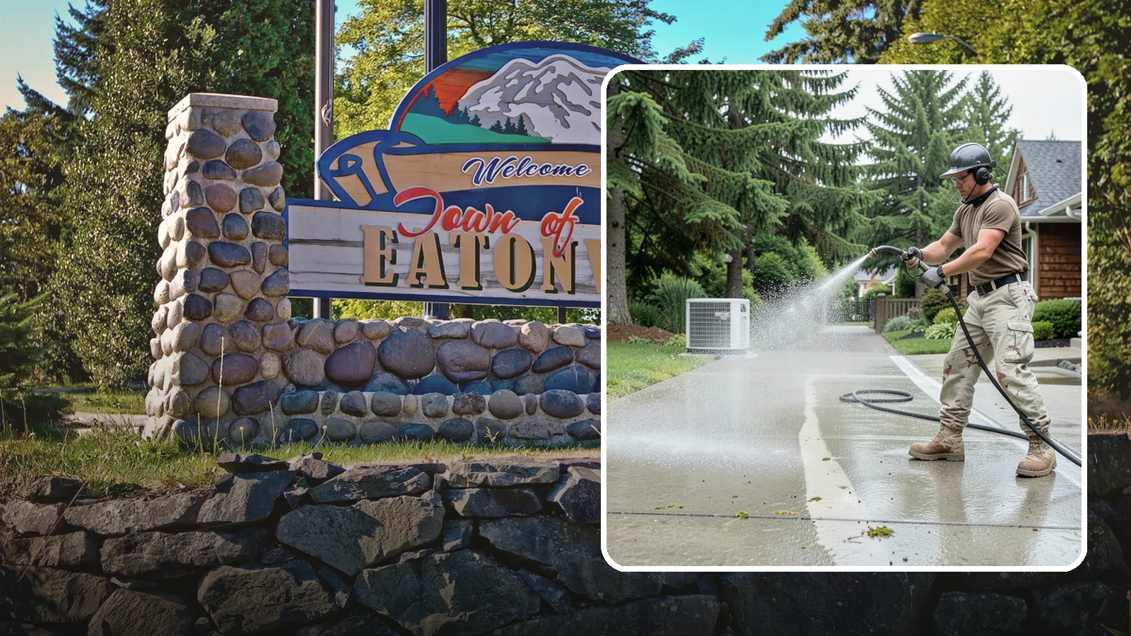 Concrete Pad Cleaning in Eatonville, Pierce County, WA - Refresh AC pads, shed pads, and utility slabs that collect moss and debris in the damp Northwest climate.