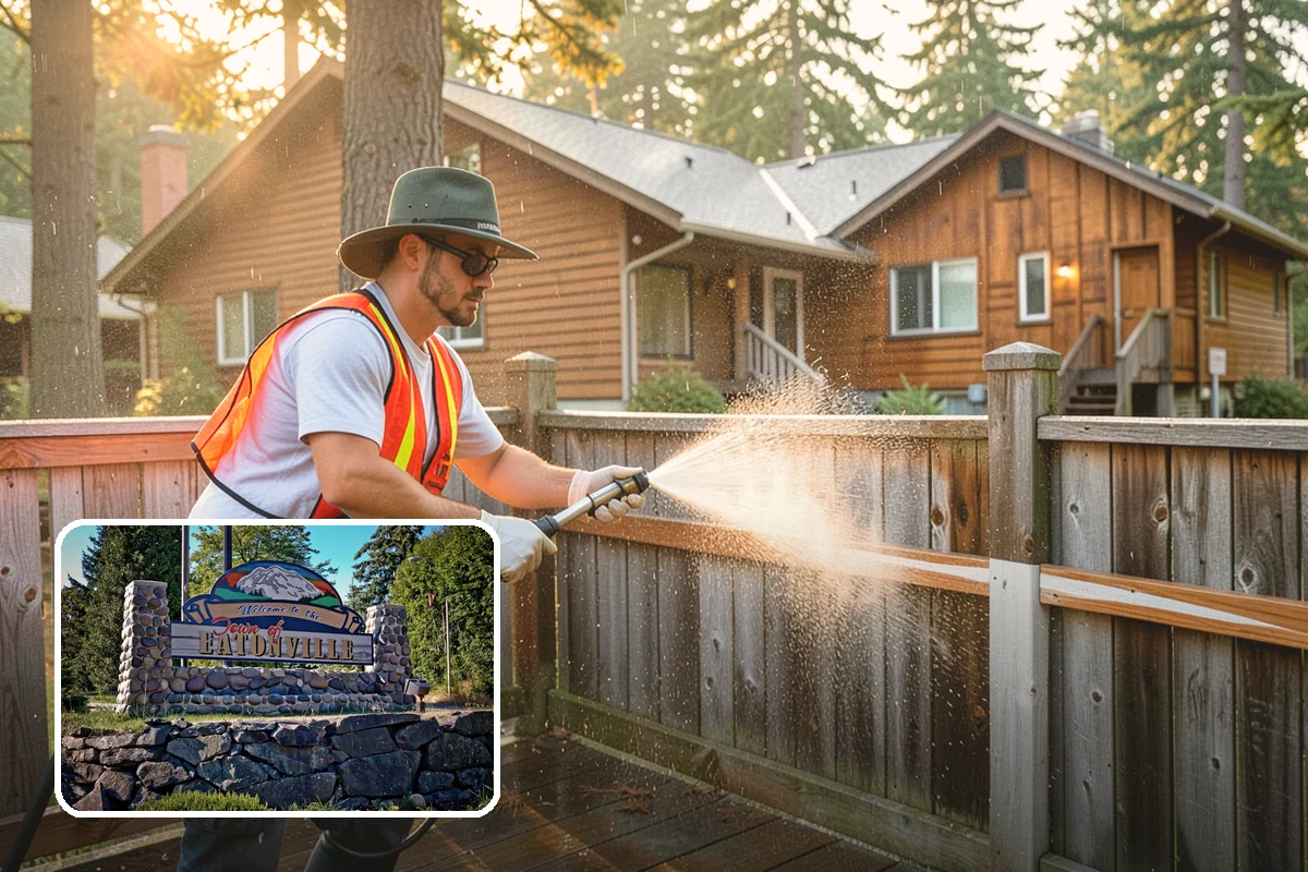 Concrete Pad Cleaning in Eatonville, Pierce County, WA - Clears moss from low, shaded utility slabs