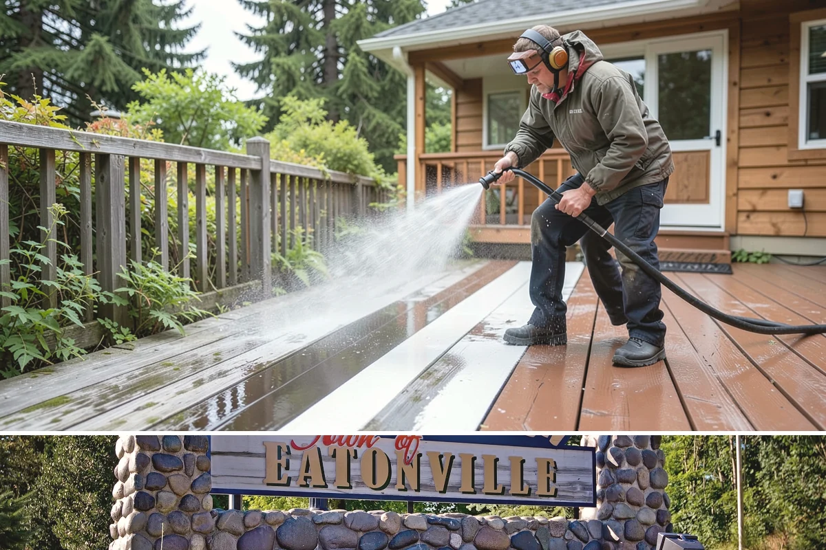 Concrete Pad Cleaning in Eatonville, Pierce County, WA - These shaded pads benefit from a summer cleaning when reduced rainfall slows the moss that otherwise returns quickly.