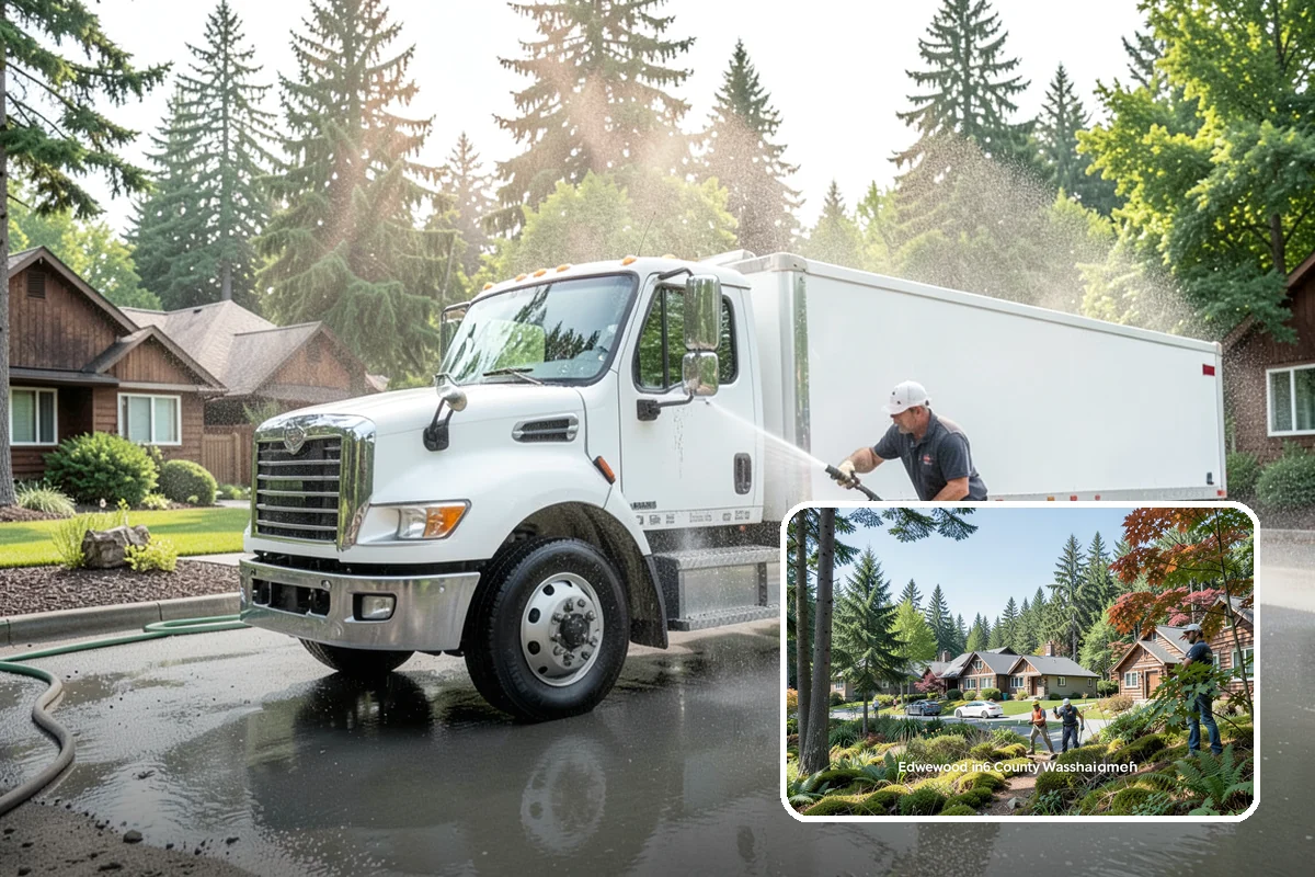 Concrete Pad Cleaning in Edgewood, Pierce County, WA - Clears moss from low, shaded utility slabs