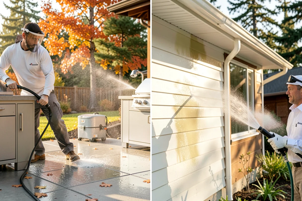 Concrete Pad Cleaning in Enumclaw, King County, WA - Clear loose debris from and around the pad