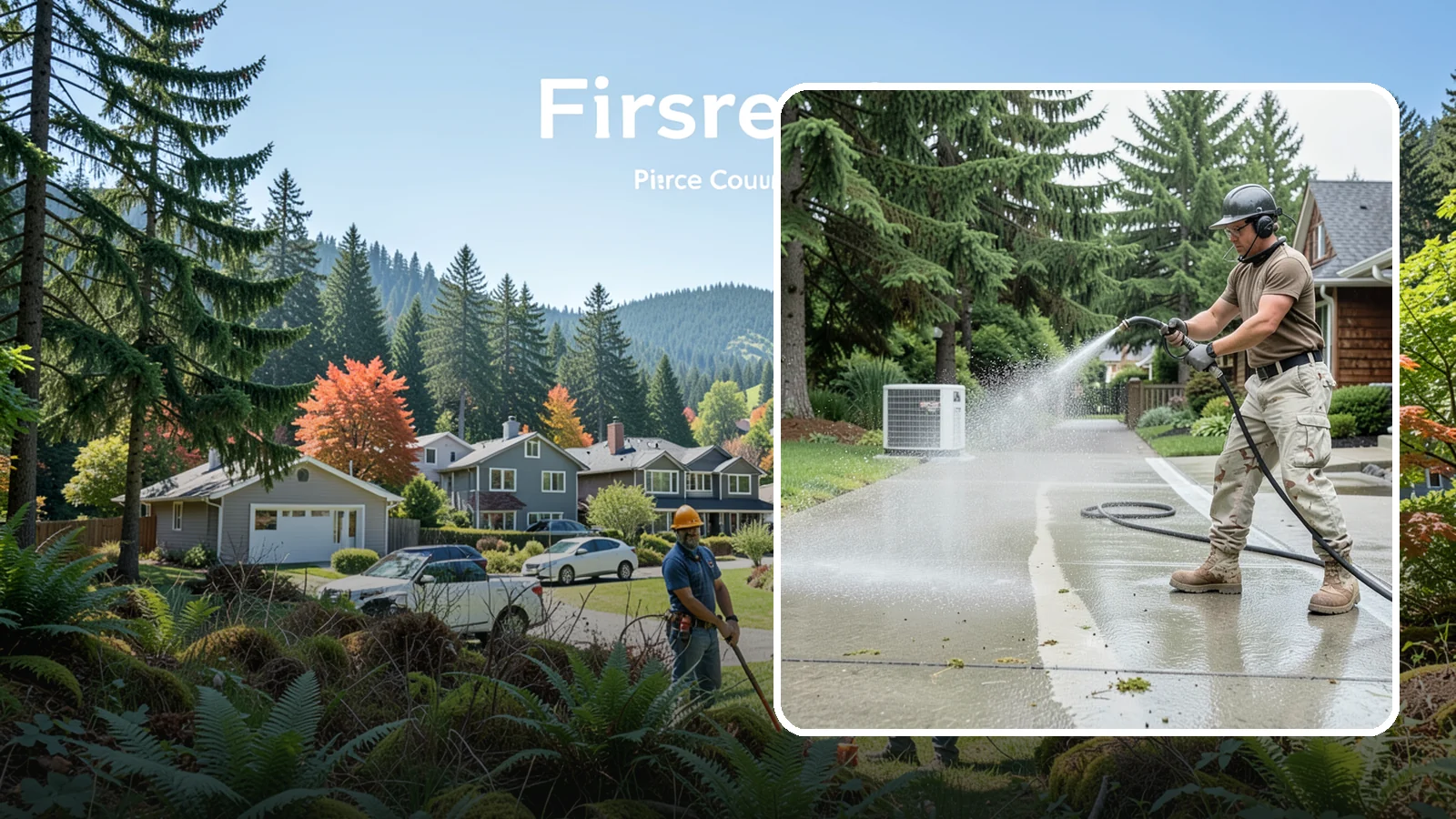 Concrete Pad Cleaning in Fircrest, Pierce County, WA - Refresh AC pads, shed pads, and utility slabs that collect moss and debris in the damp Northwest climate.