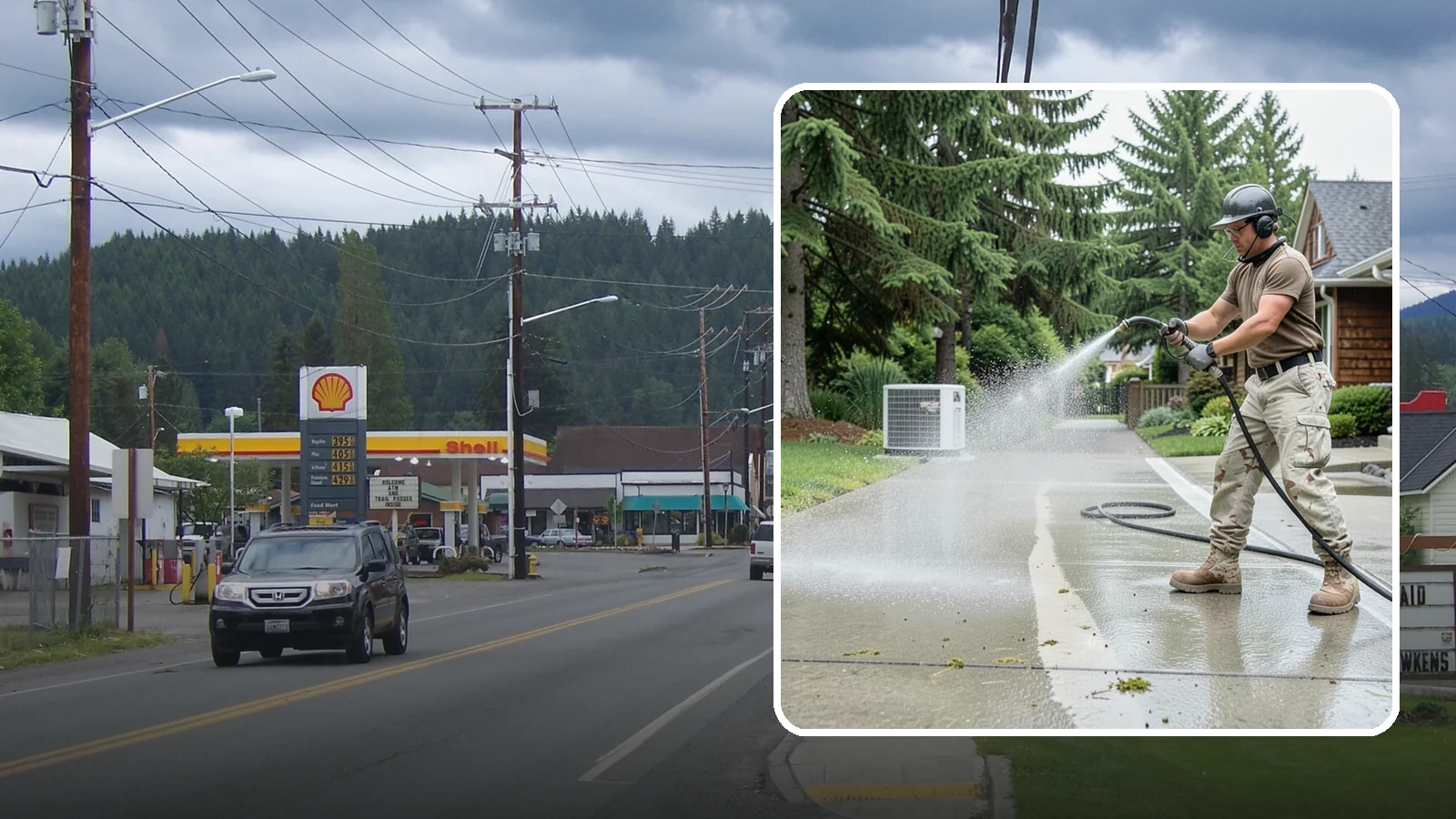 Concrete Pad Cleaning in Granite Falls, Snohomish County, WA - Refresh AC pads, shed pads, and utility slabs that collect moss and debris in the damp Northwest climate.