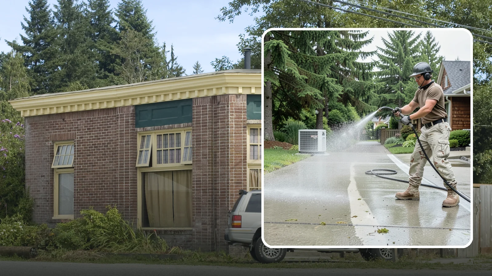 Concrete Pad Cleaning in Hamilton, Skagit County, WA - Refresh AC pads, shed pads, and utility slabs that collect moss and debris in the damp Northwest climate.