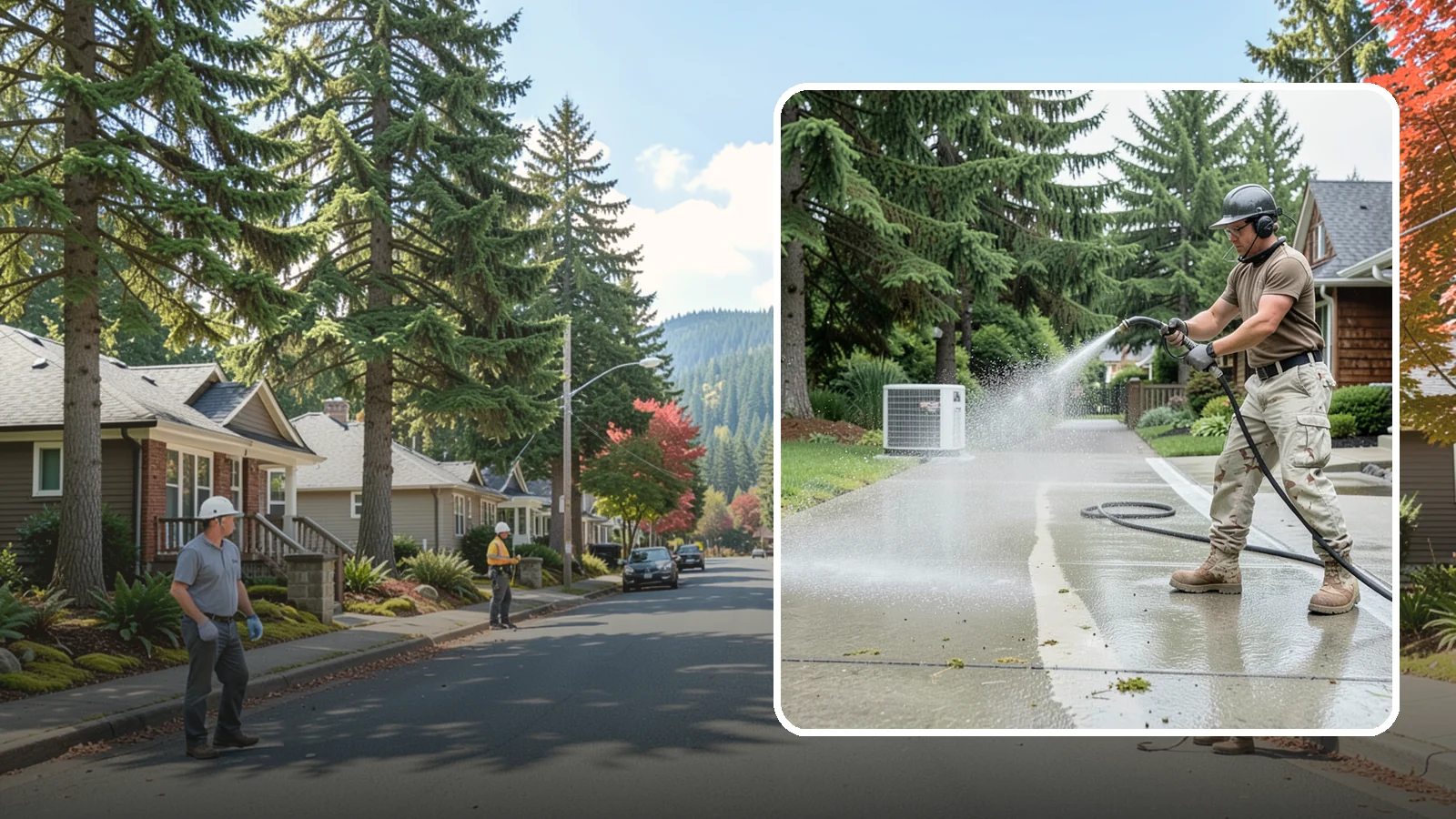 Concrete Pad Cleaning in Hunts Point, King County, WA - Refresh AC pads, shed pads, and utility slabs that collect moss and debris in the damp Northwest climate.