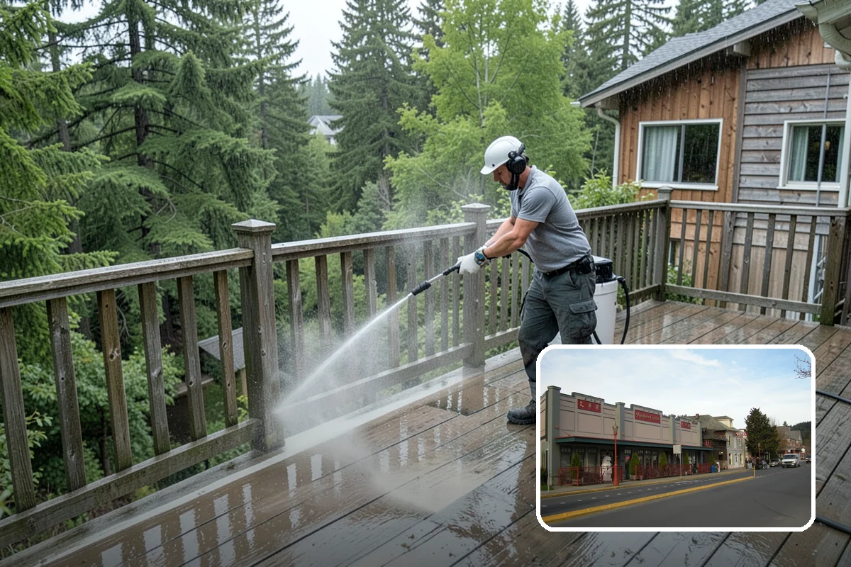 Concrete Pad Cleaning in Issaquah, King County, WA - Clears moss from low, shaded utility slabs