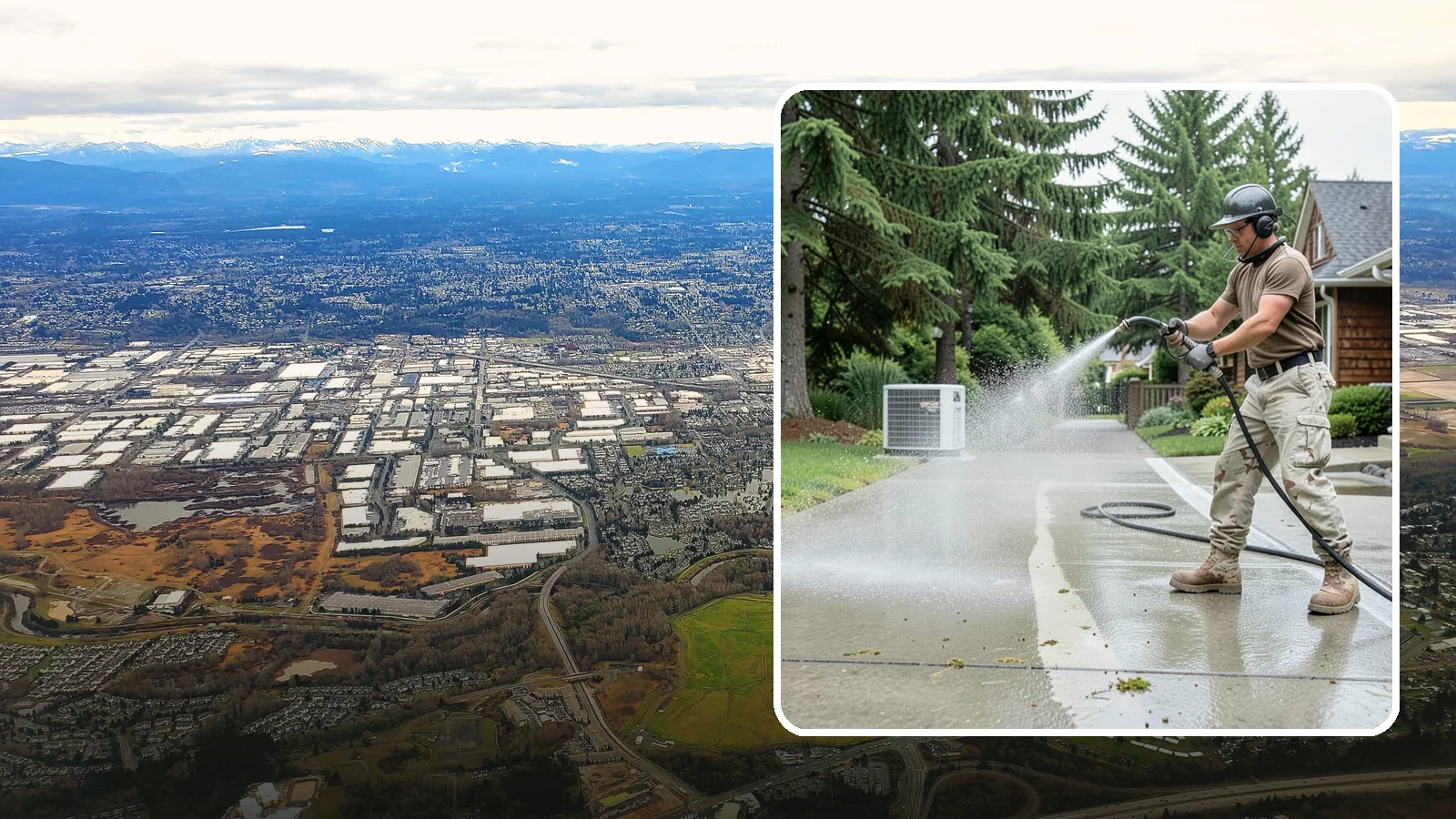 Concrete Pad Cleaning in Kent, King County, WA - Refresh AC pads, shed pads, and utility slabs that collect moss and debris in the damp Northwest climate.