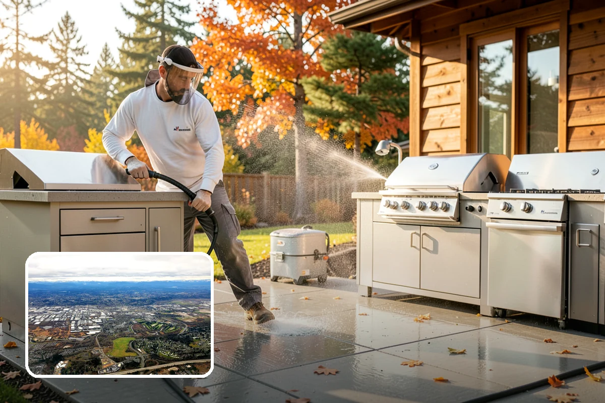 Concrete Pad Cleaning in Kent, King County, WA - Clears moss from low, shaded utility slabs