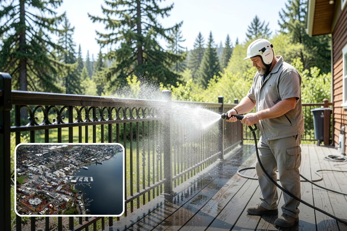 Concrete Pad Cleaning in Kirkland, King County, WA - Clears moss from low, shaded utility slabs