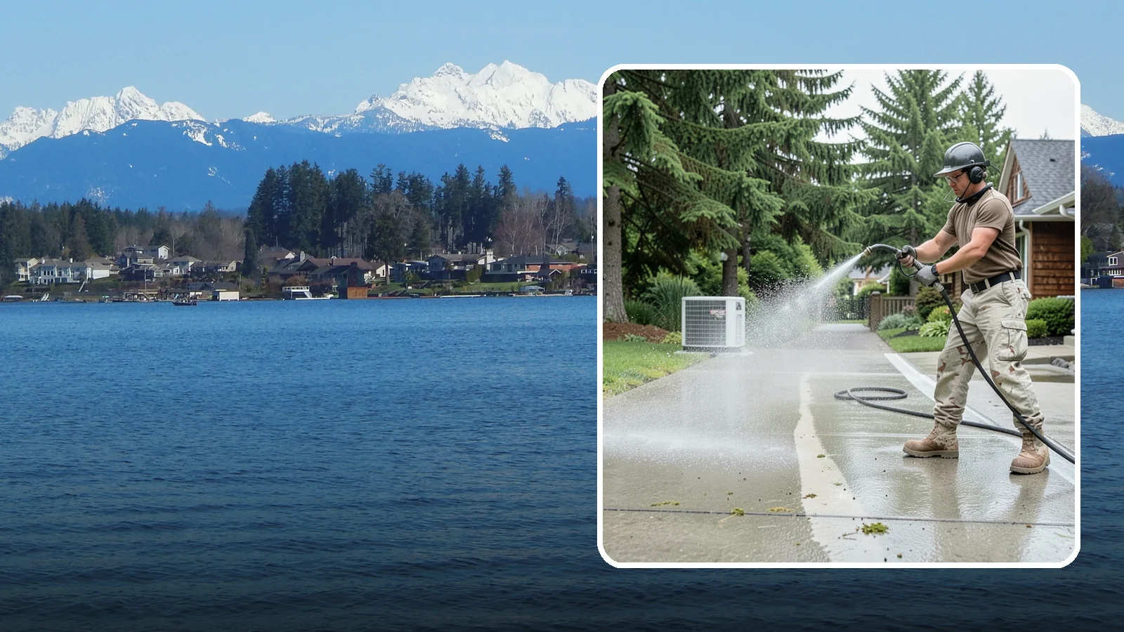 Concrete Pad Cleaning in Lake Stevens, Snohomish County, WA - Refresh AC pads, shed pads, and utility slabs that collect moss and debris in the damp Northwest climate.