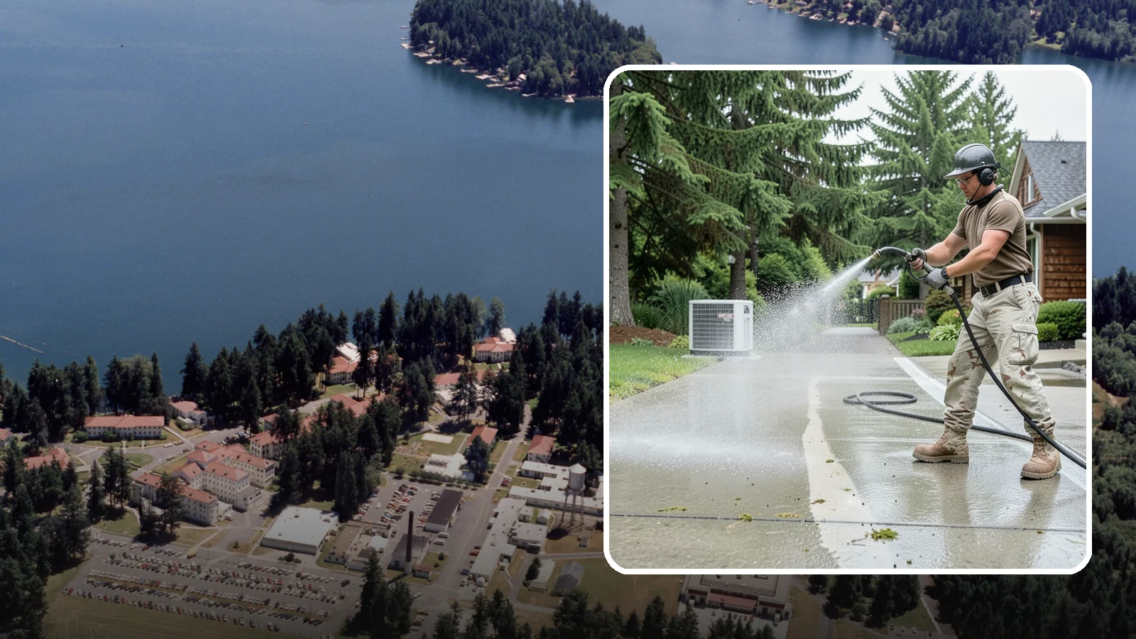 Concrete Pad Cleaning in Lakewood, Pierce County, WA - Refresh AC pads, shed pads, and utility slabs that collect moss and debris in the damp Northwest climate.