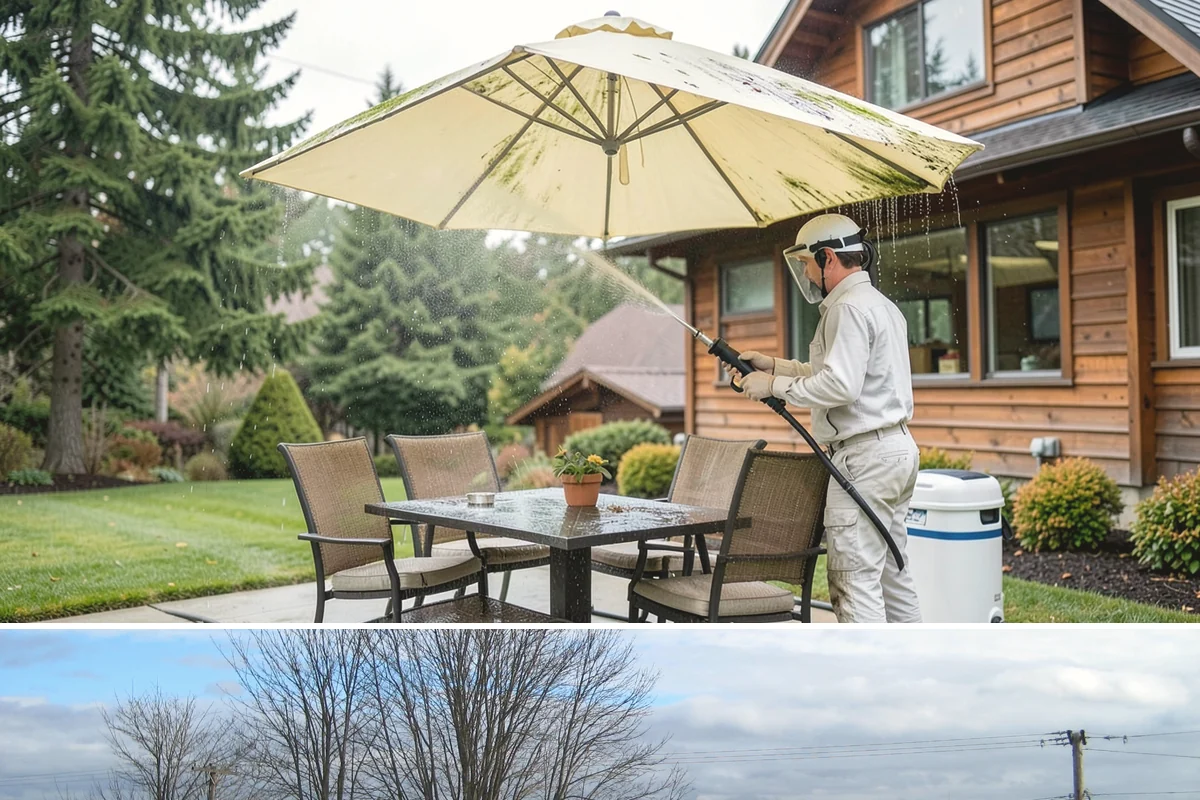 Concrete Pad Cleaning in Langley, Island County, WA - These shaded pads benefit from a summer cleaning when reduced rainfall slows the moss that otherwise returns quickly.