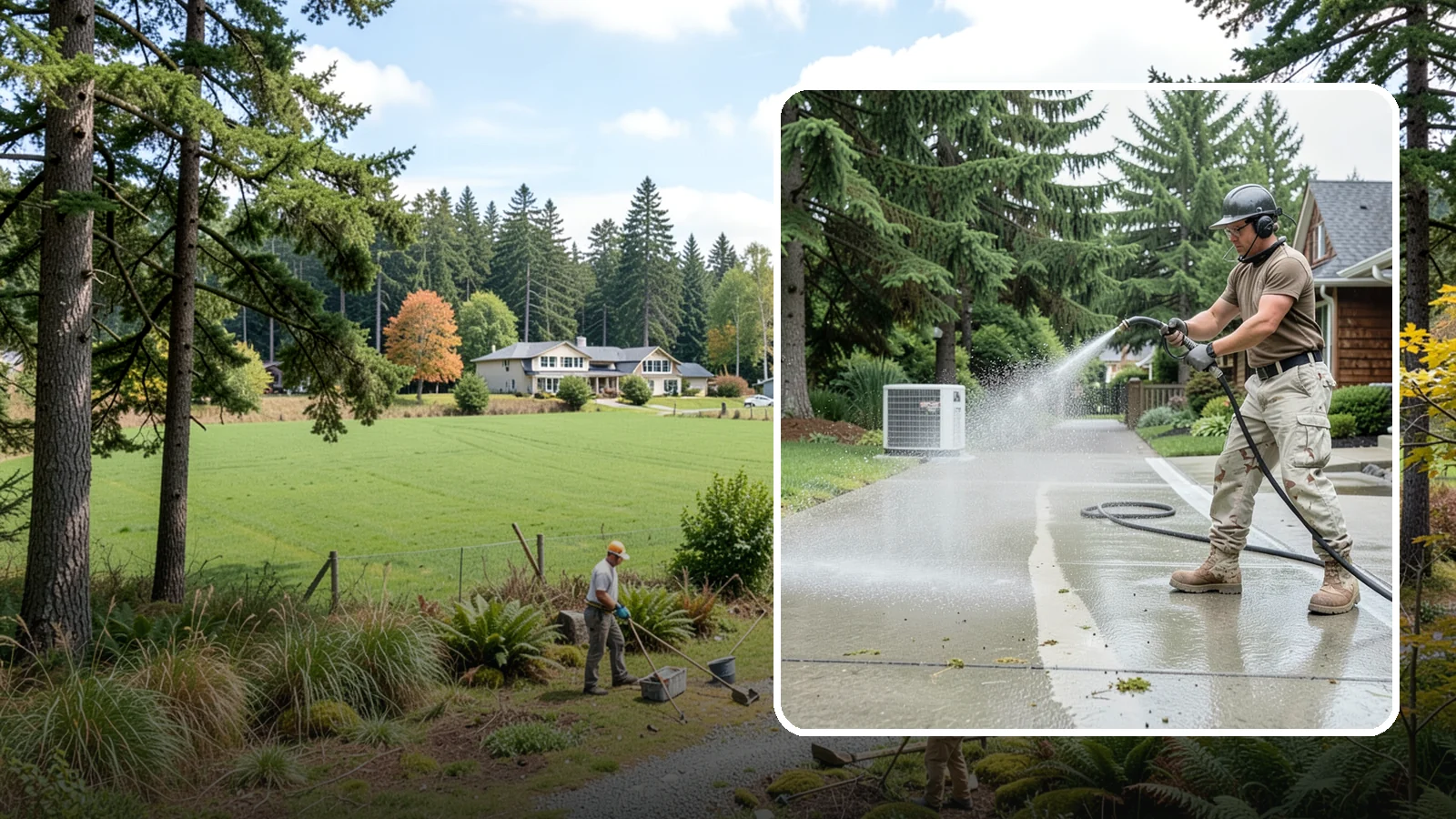 Concrete Pad Cleaning in Lyman, Skagit County, WA - Refresh AC pads, shed pads, and utility slabs that collect moss and debris in the damp Northwest climate.