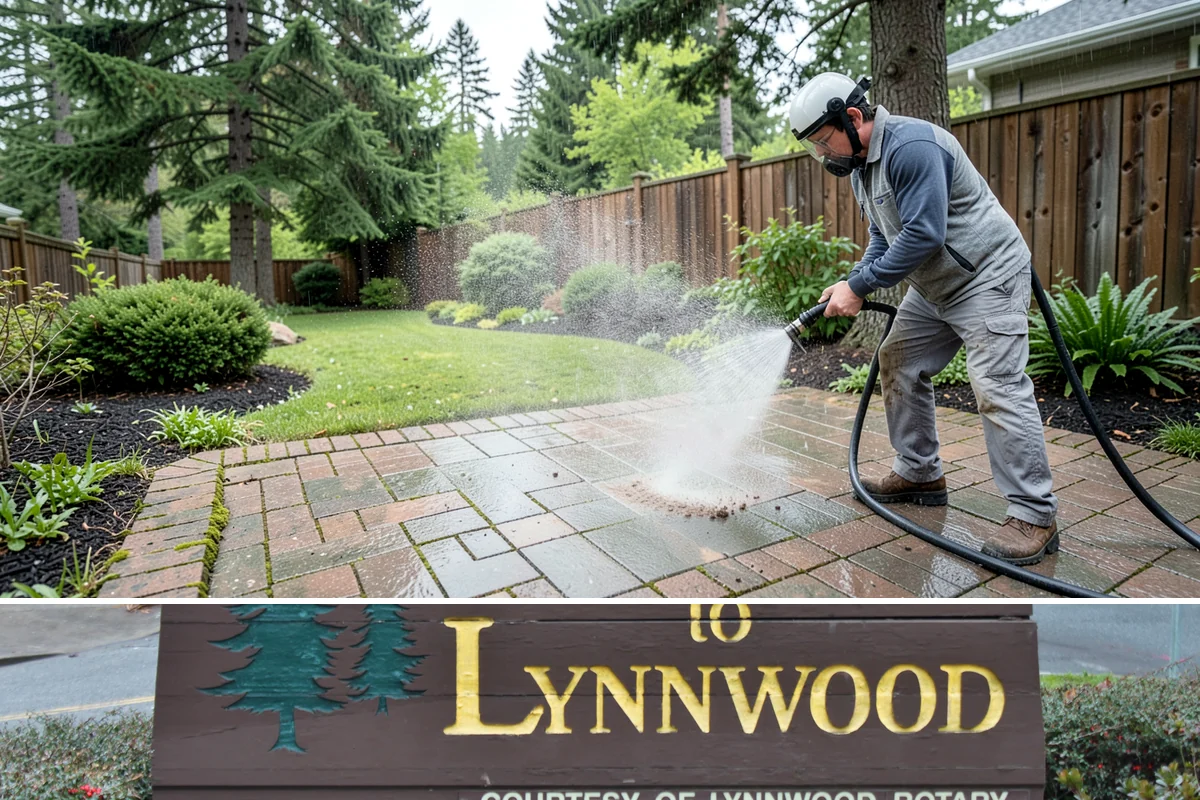 Concrete Pad Cleaning in Lynnwood, Snohomish County, WA - These shaded pads benefit from a summer cleaning when reduced rainfall slows the moss that otherwise returns quickly.