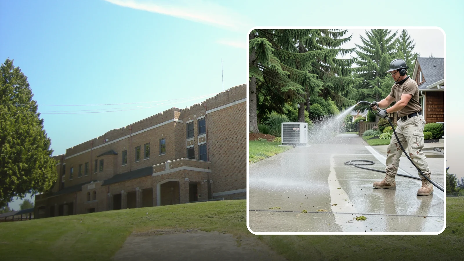 Concrete Pad Cleaning in Maple Valley, King County, WA - Refresh AC pads, shed pads, and utility slabs that collect moss and debris in the damp Northwest climate.