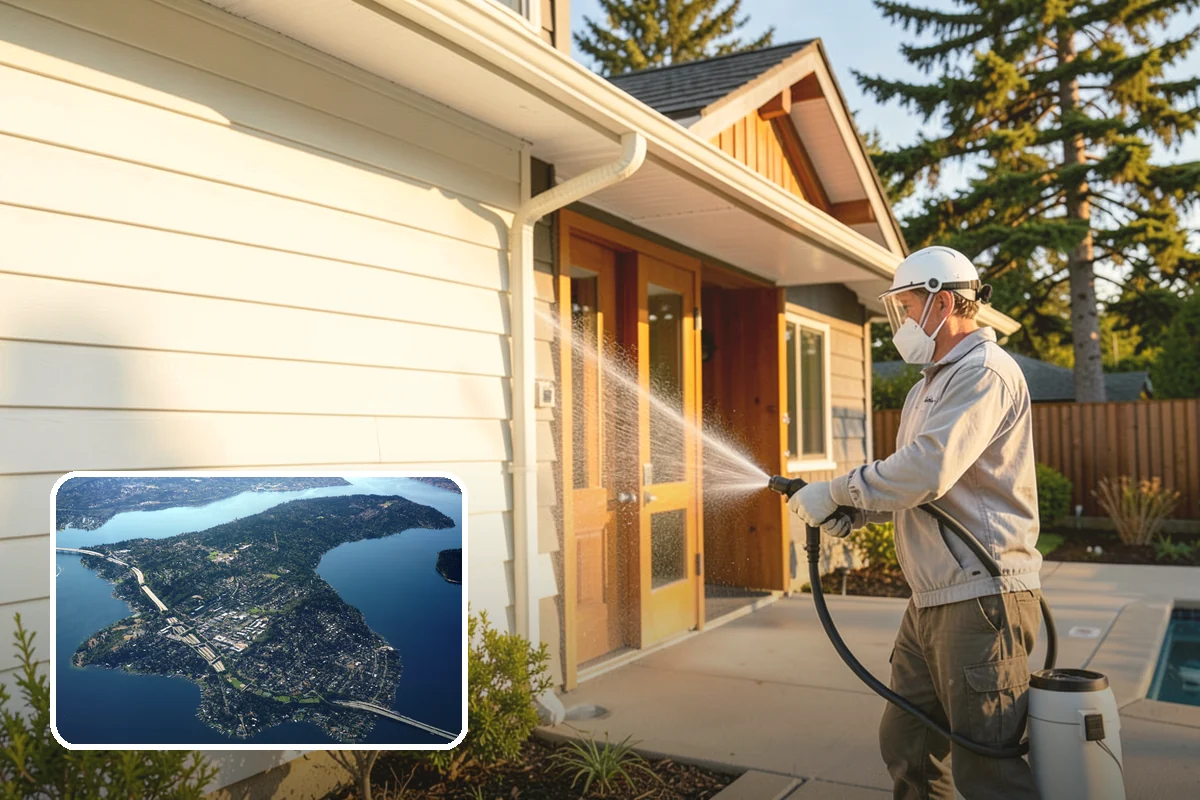 Concrete Pad Cleaning in Mercer Island, King County, WA - Clears moss from low, shaded utility slabs