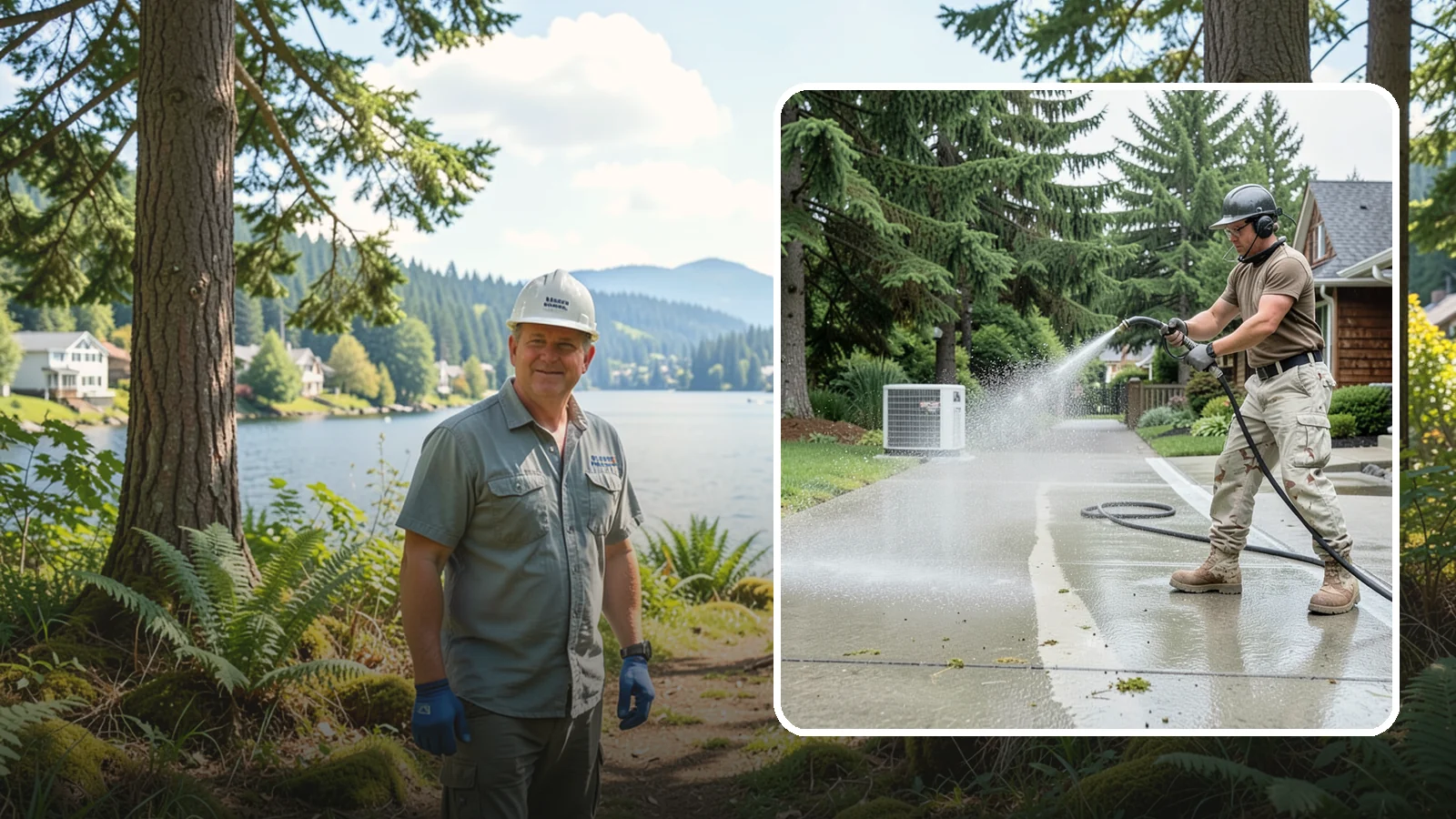 Concrete Pad Cleaning in Milton, King County, WA - Refresh AC pads, shed pads, and utility slabs that collect moss and debris in the damp Northwest climate.