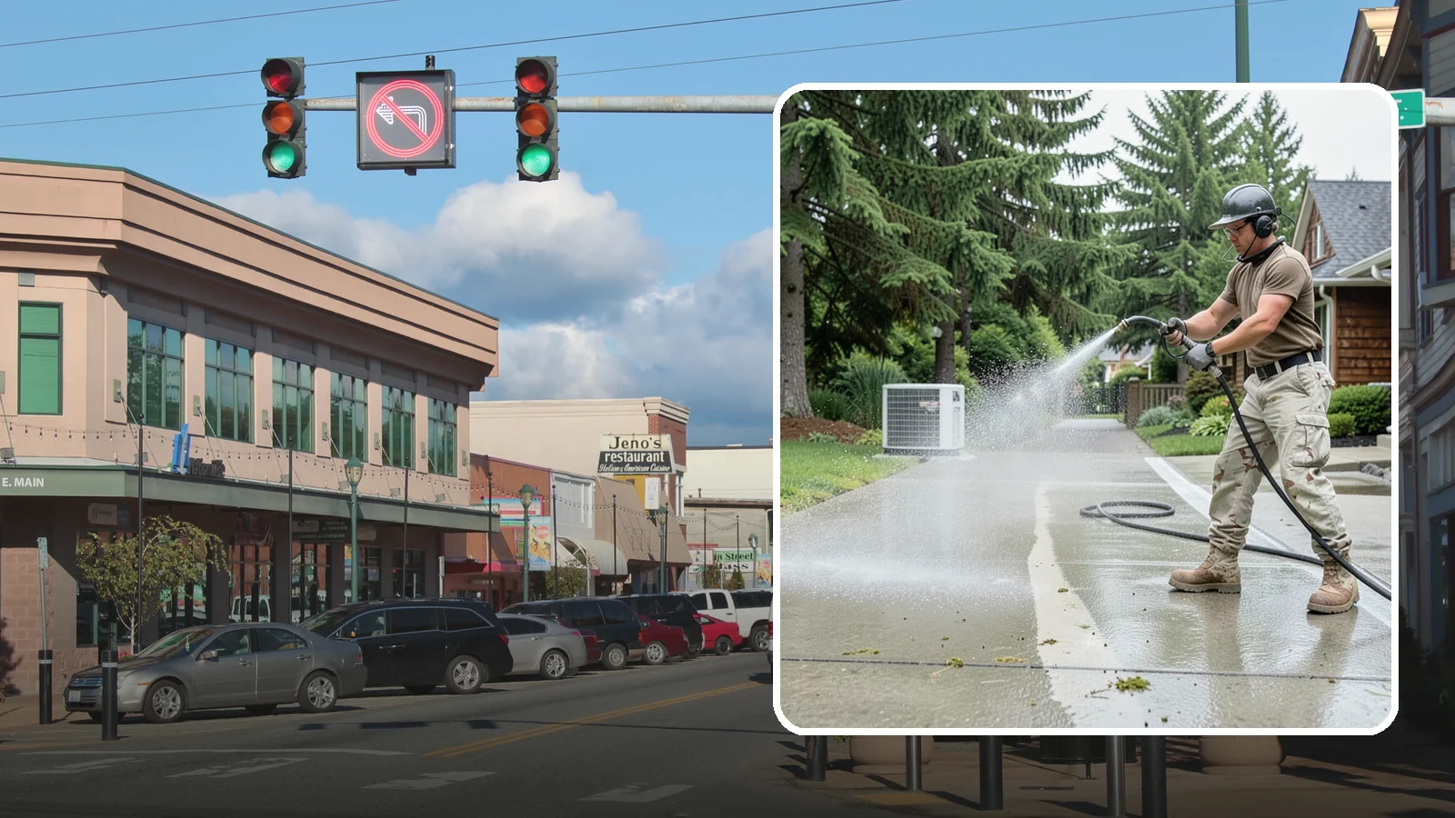 Concrete Pad Cleaning in Monroe, Snohomish County, WA - Refresh AC pads, shed pads, and utility slabs that collect moss and debris in the damp Northwest climate.