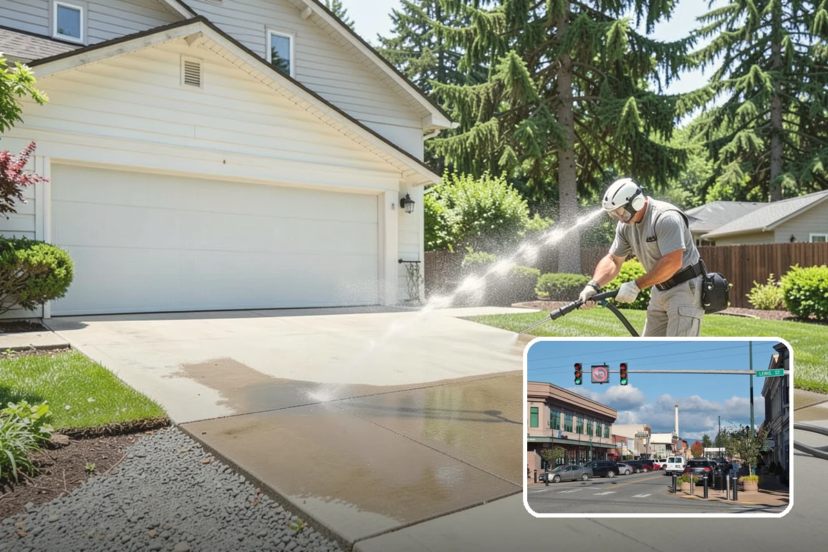 Concrete Pad Cleaning in Monroe, Snohomish County, WA - Clears moss from low, shaded utility slabs