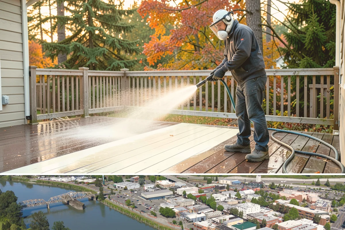 Concrete Pad Cleaning in Mount Vernon, Skagit County, WA - These shaded pads benefit from a summer cleaning when reduced rainfall slows the moss that otherwise returns quickly.