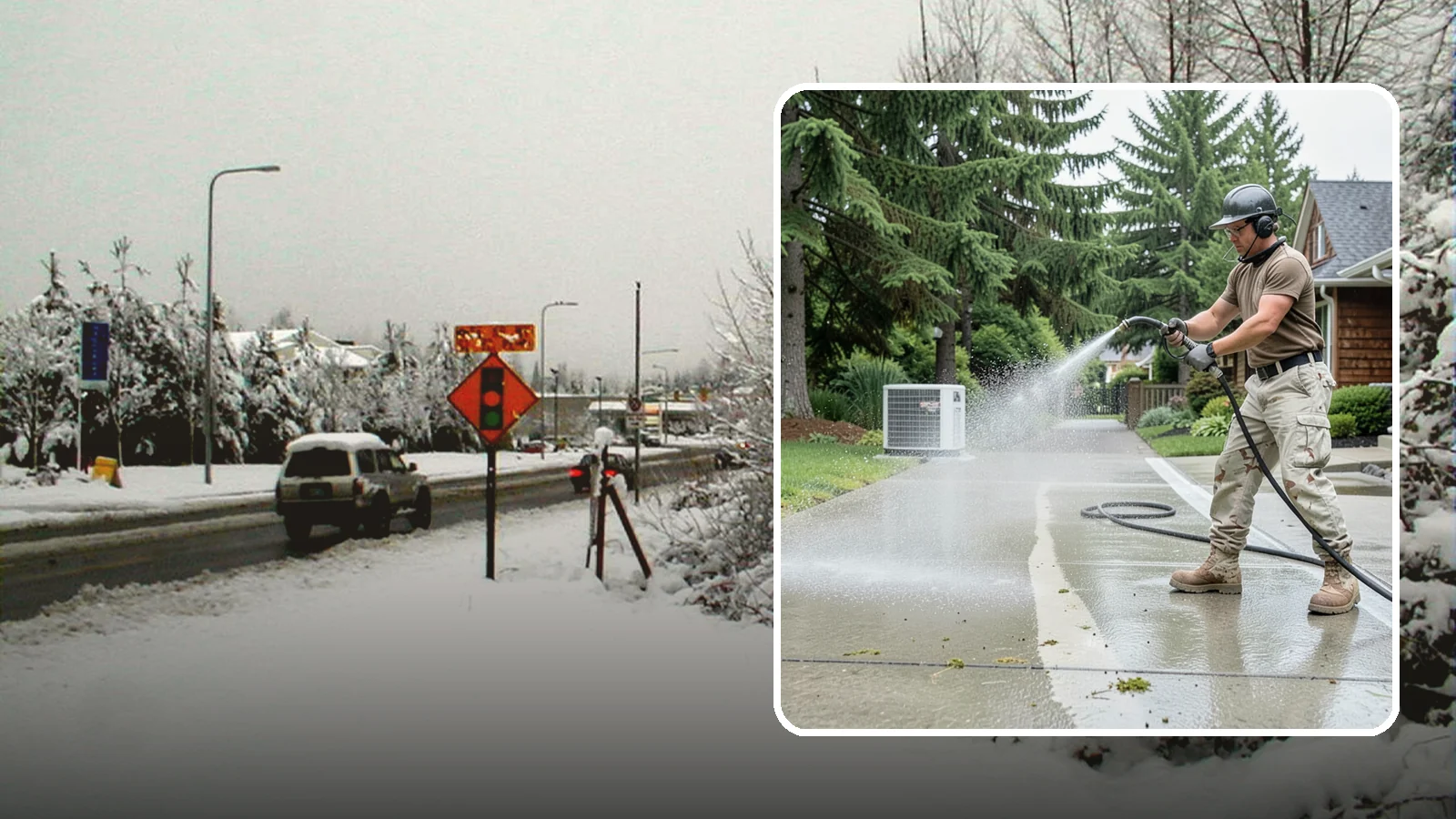 Concrete Pad Cleaning in Newcastle, King County, WA - Refresh AC pads, shed pads, and utility slabs that collect moss and debris in the damp Northwest climate.