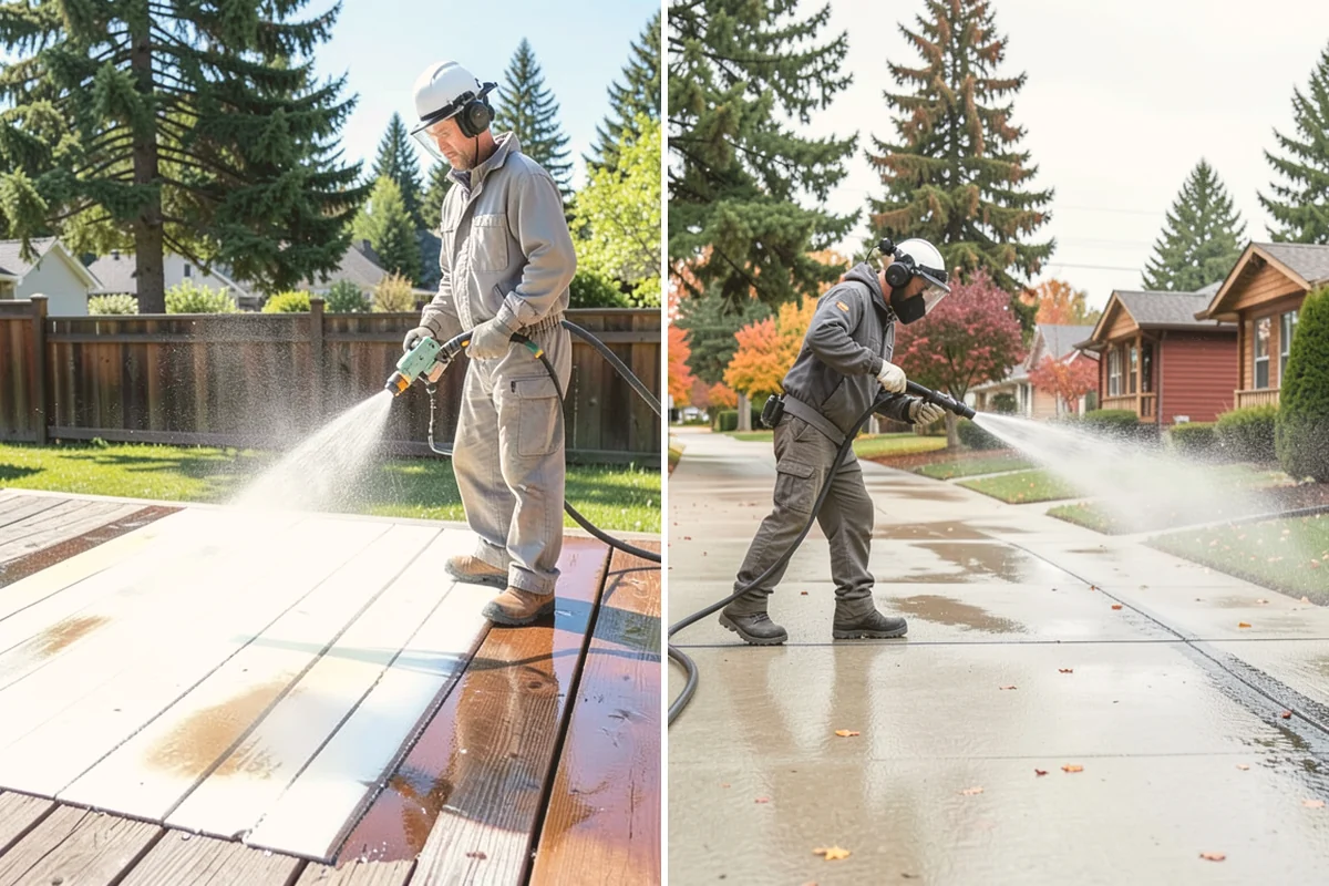 Concrete Pad Cleaning in Newcastle, King County, WA - Clear loose debris from and around the pad
