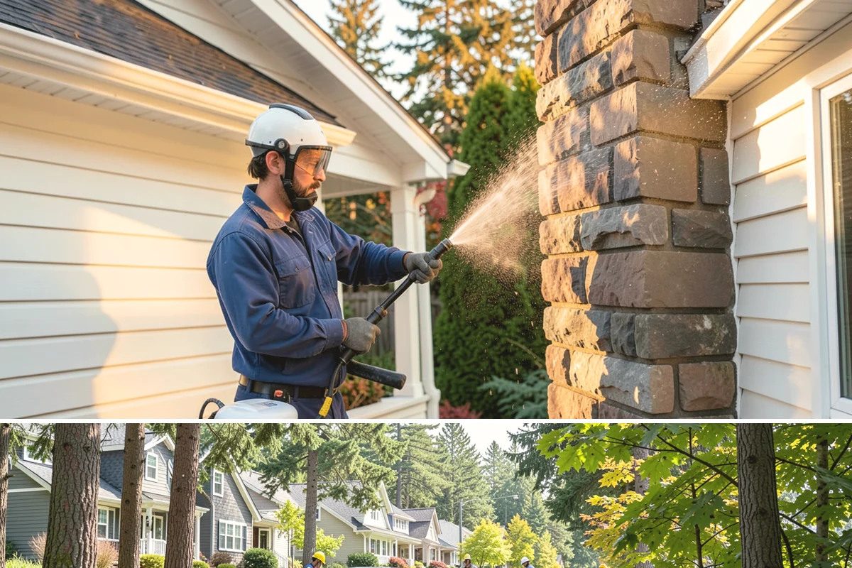 Concrete Pad Cleaning in Normandy Park, King County, WA - These shaded pads benefit from a summer cleaning when reduced rainfall slows the moss that otherwise returns quickly.