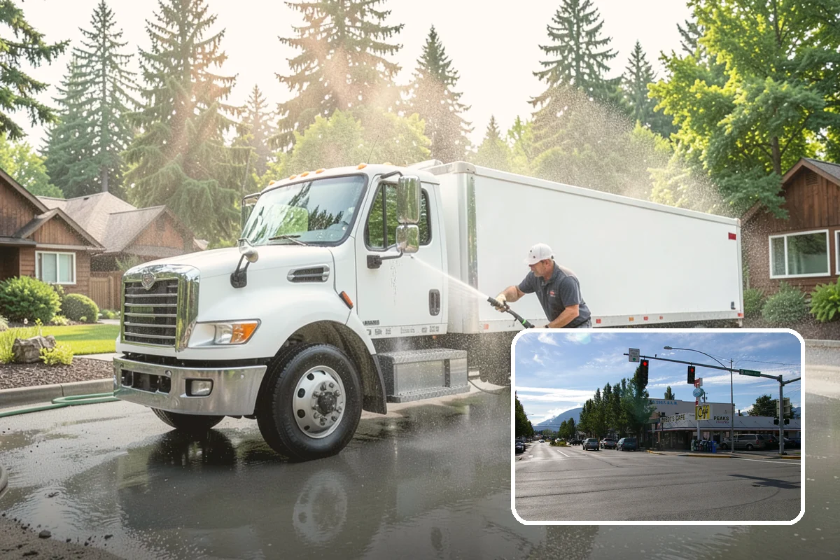 Concrete Pad Cleaning in North Bend, King County, WA - Clears moss from low, shaded utility slabs