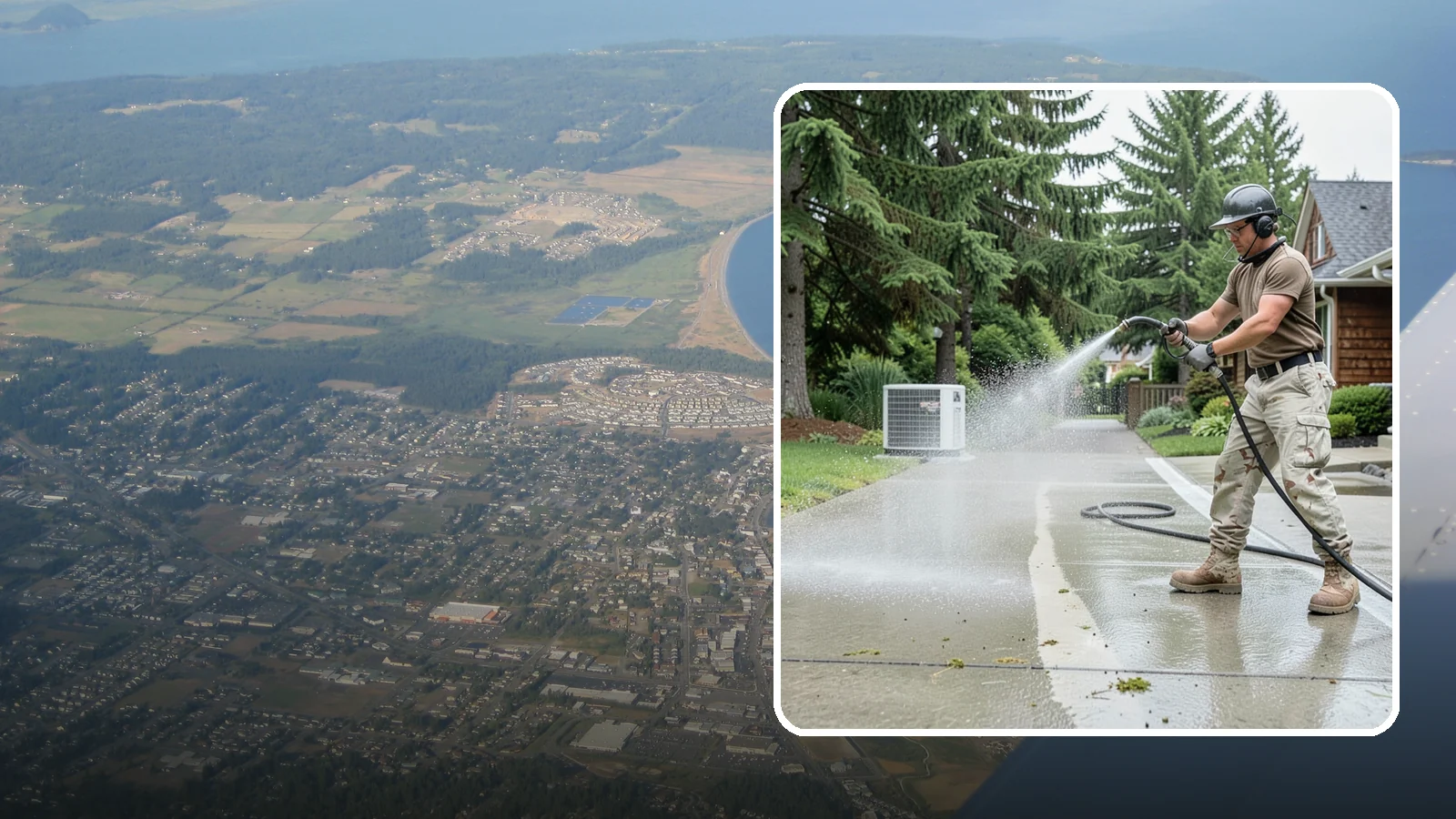Concrete Pad Cleaning in Oak Harbor, Island County, WA - Refresh AC pads, shed pads, and utility slabs that collect moss and debris in the damp Northwest climate.