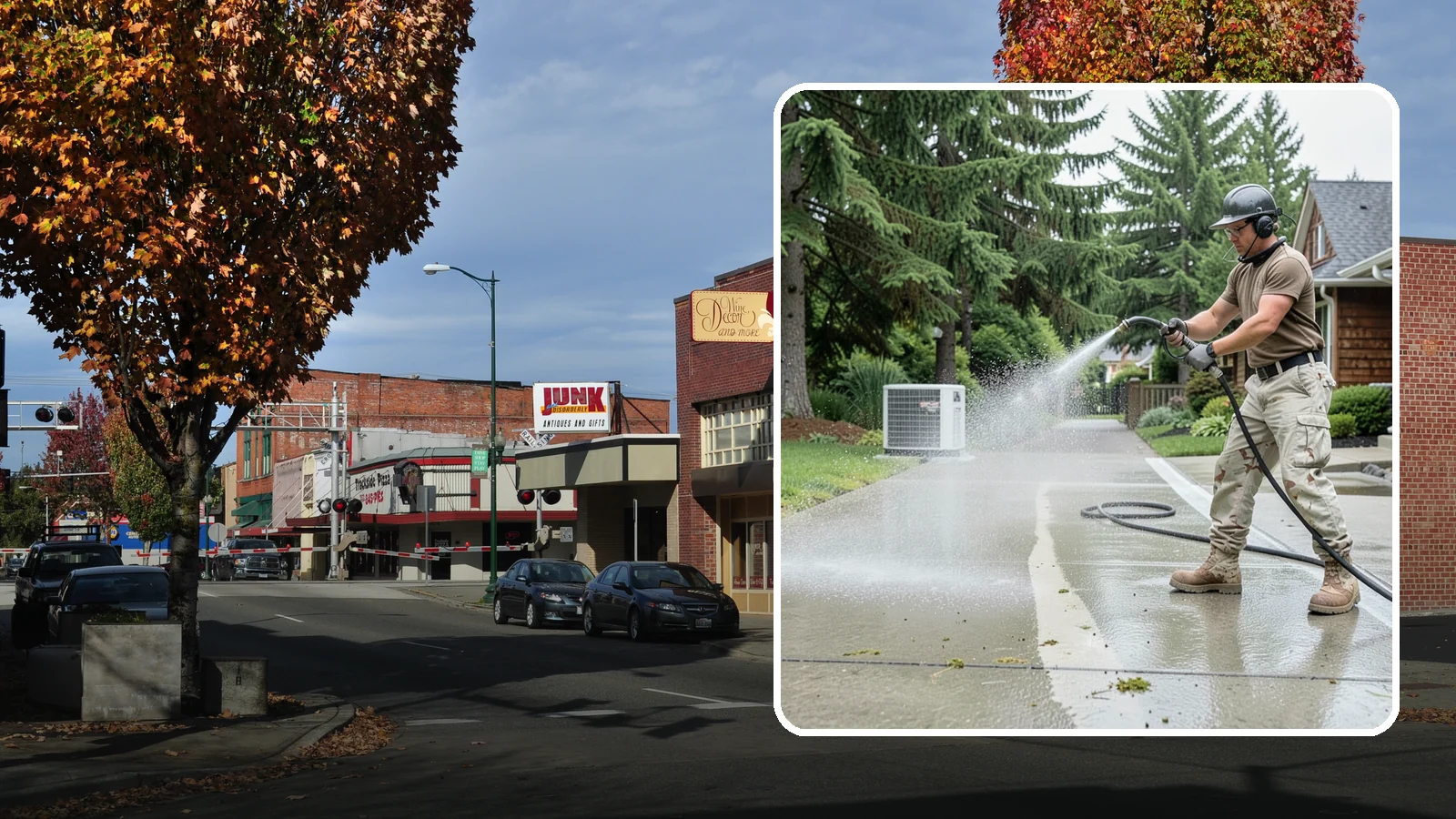 Concrete Pad Cleaning in Puyallup, Pierce County, WA - Refresh AC pads, shed pads, and utility slabs that collect moss and debris in the damp Northwest climate.