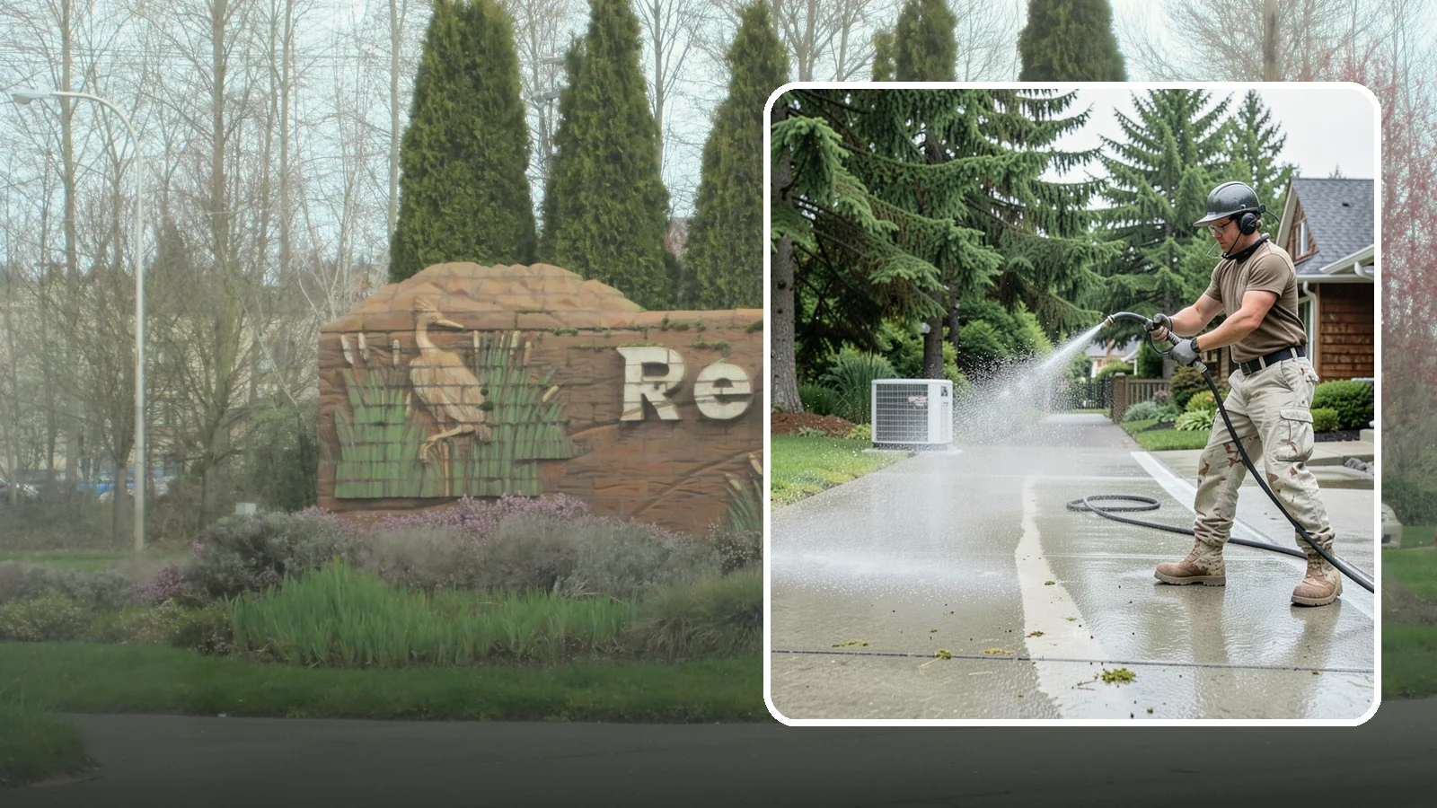 Concrete Pad Cleaning in Renton, King County, WA - Refresh AC pads, shed pads, and utility slabs that collect moss and debris in the damp Northwest climate.