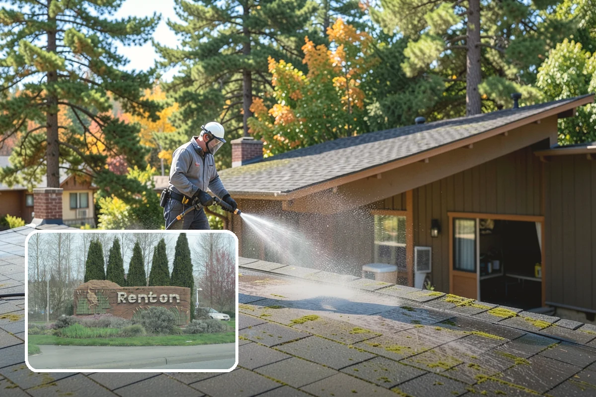 Concrete Pad Cleaning in Renton, King County, WA - Clears moss from low, shaded utility slabs