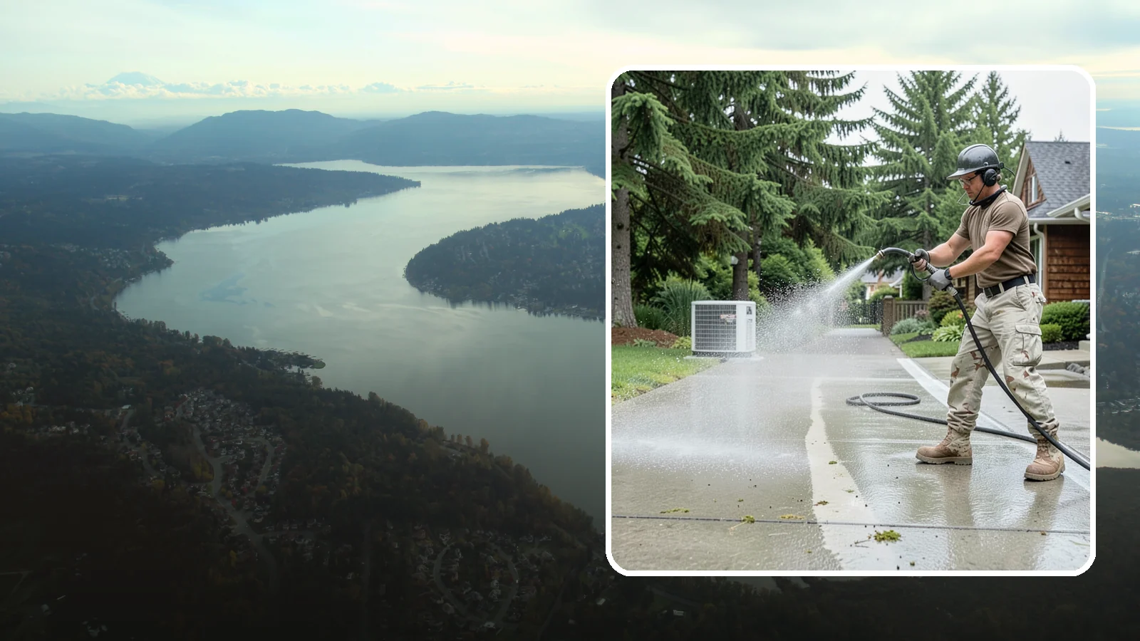 Concrete Pad Cleaning in Sammamish, King County, WA - Refresh AC pads, shed pads, and utility slabs that collect moss and debris in the damp Northwest climate.