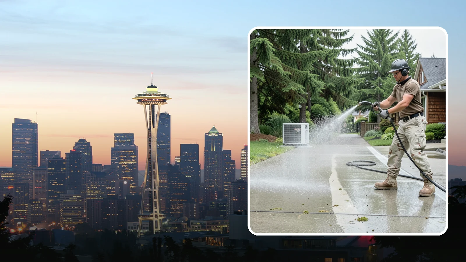 Concrete Pad Cleaning in Seattle, King County, WA - Refresh AC pads, shed pads, and utility slabs that collect moss and debris in the damp Northwest climate.