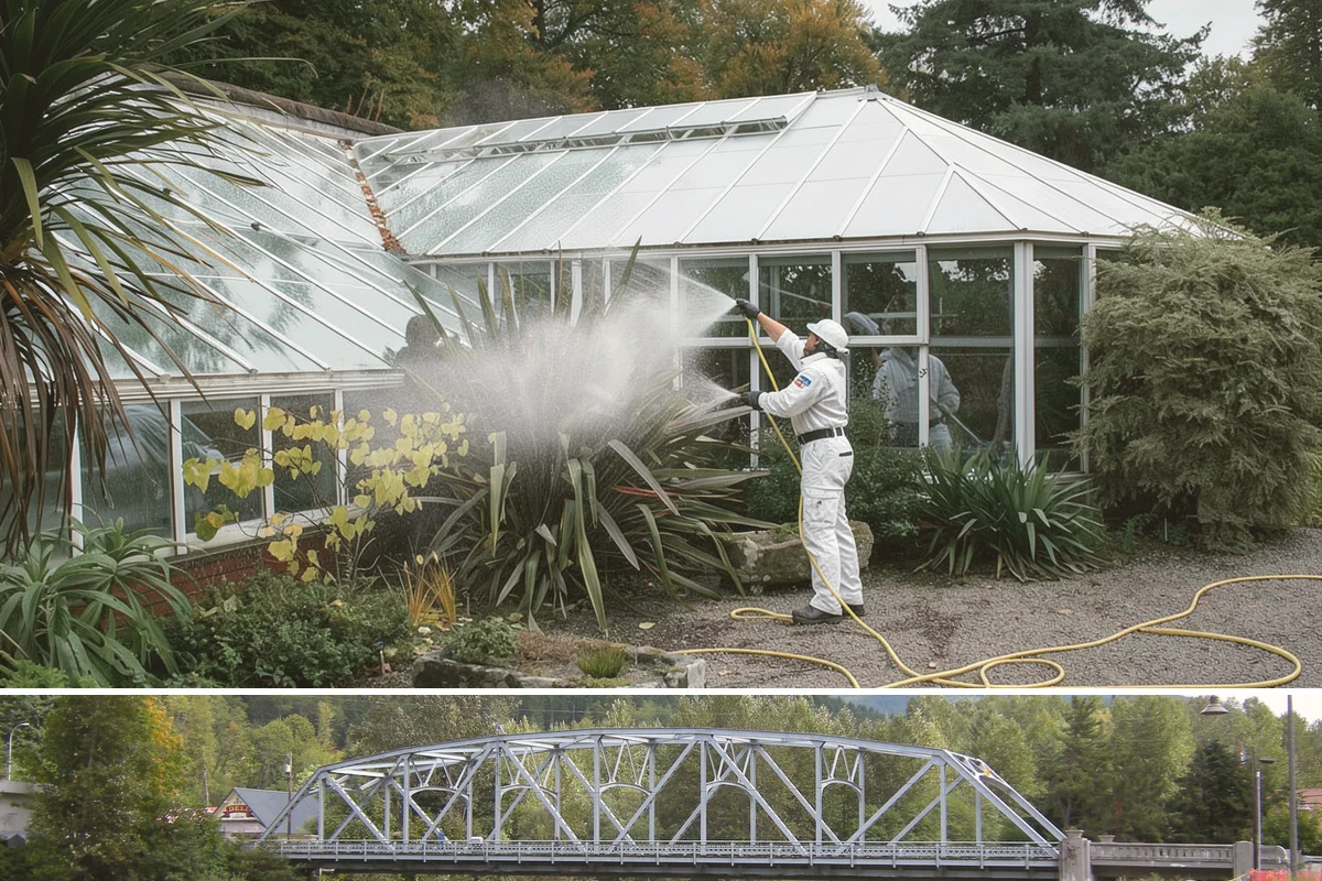 Concrete Pad Cleaning in Skykomish, King County, WA - These shaded pads benefit from a summer cleaning when reduced rainfall slows the moss that otherwise returns quickly.