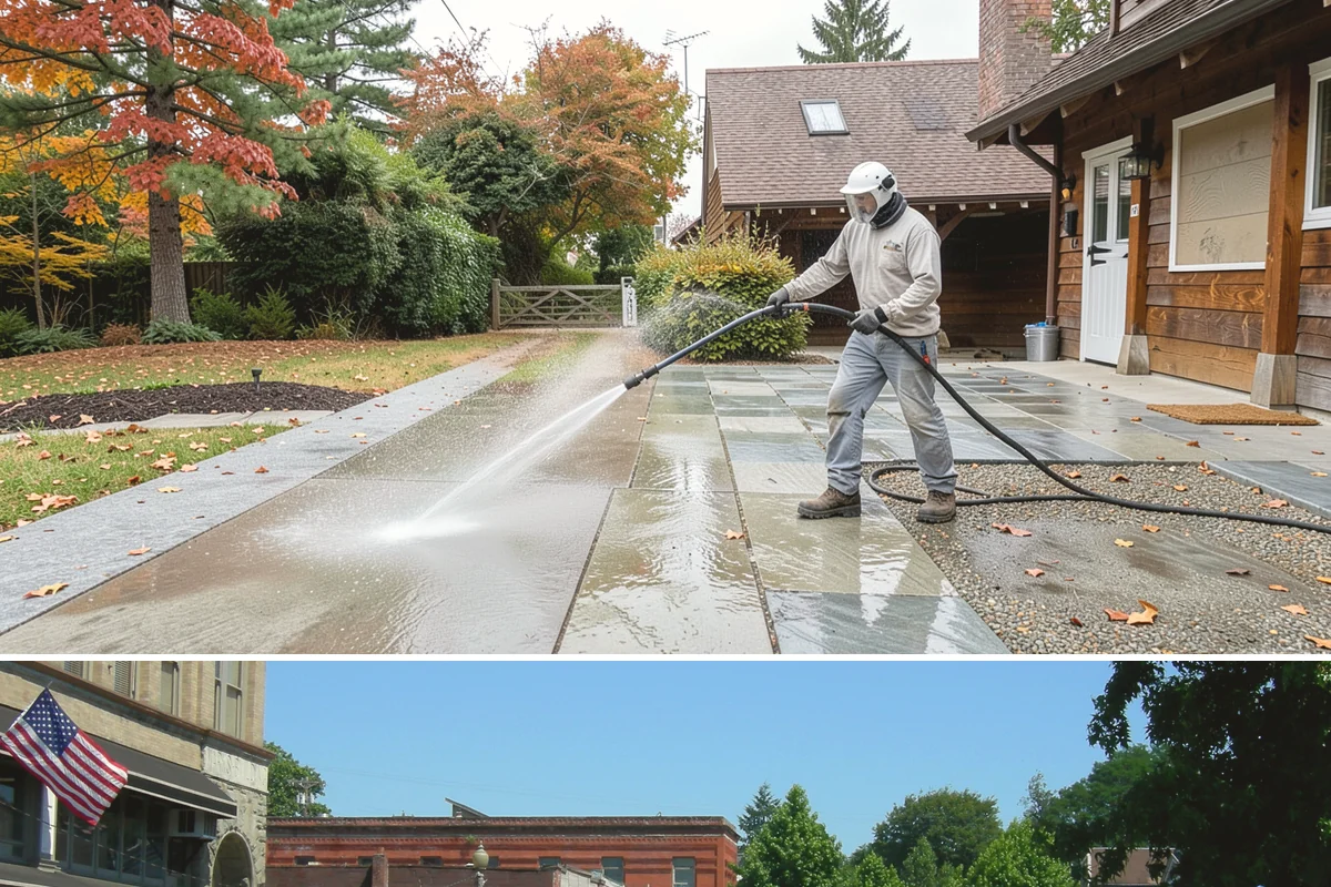 Concrete Pad Cleaning in Snohomish, Snohomish County, WA - These shaded pads benefit from a summer cleaning when reduced rainfall slows the moss that otherwise returns quickly.