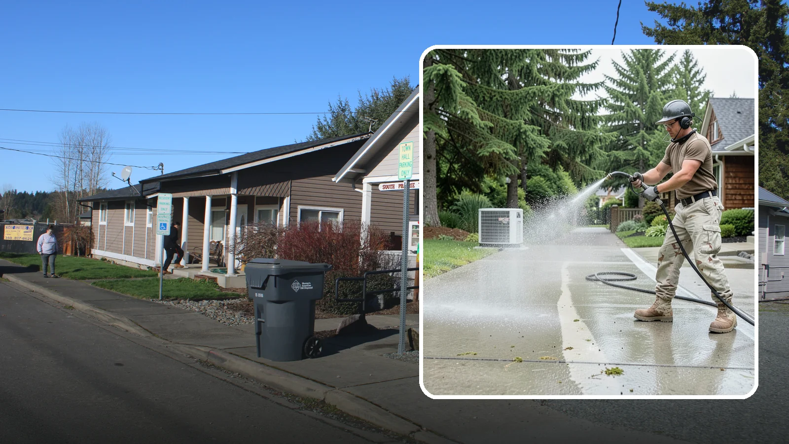 Concrete Pad Cleaning in South Prairie, Pierce County, WA - Refresh AC pads, shed pads, and utility slabs that collect moss and debris in the damp Northwest climate.