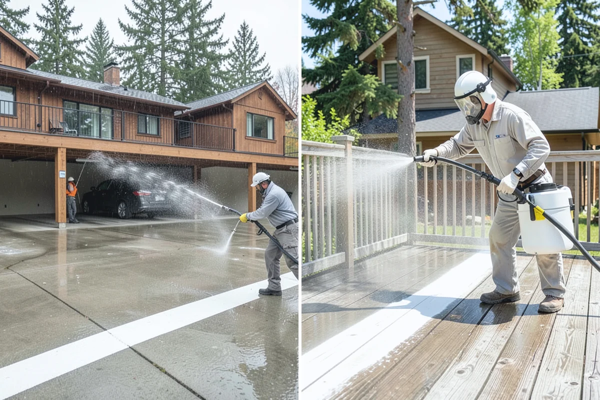 Concrete Pad Cleaning in South Prairie, Pierce County, WA - Clear loose debris from and around the pad