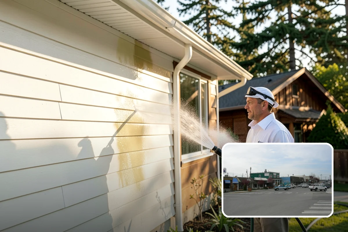 Concrete Pad Cleaning in Stanwood, Snohomish County, WA - Clears moss from low, shaded utility slabs