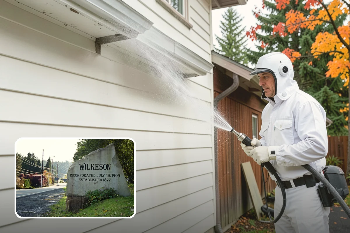 Concrete Pad Cleaning in Wilkeson, Pierce County, WA - Clears moss from low, shaded utility slabs